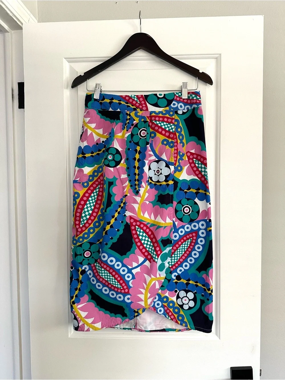 J Crew Tie Back Tulip Pencil Skirt in Ratti Kaleidoscope, Size 8